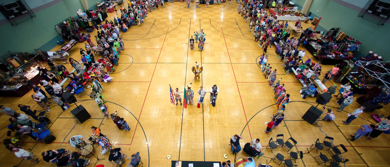 Overhead view of the Field House during powwow