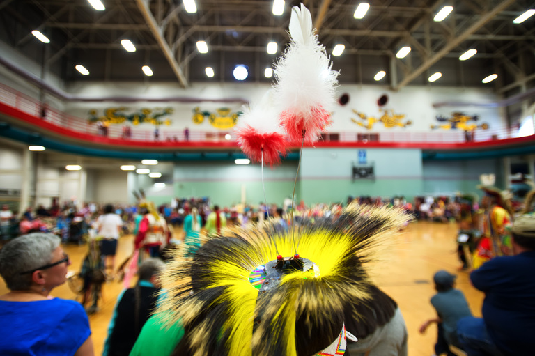 A view of the fieldhouse gym during powwow